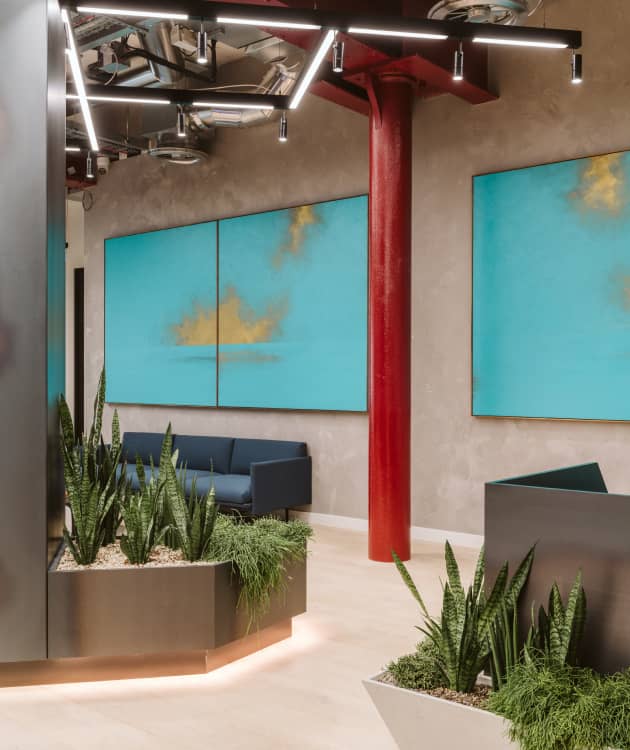 modern, green & collaborative meeting area for Javelin by Cleo workspace design
