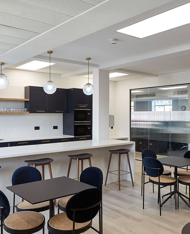 PWF communal space d&b comprehensive office refurbishment by Cleo