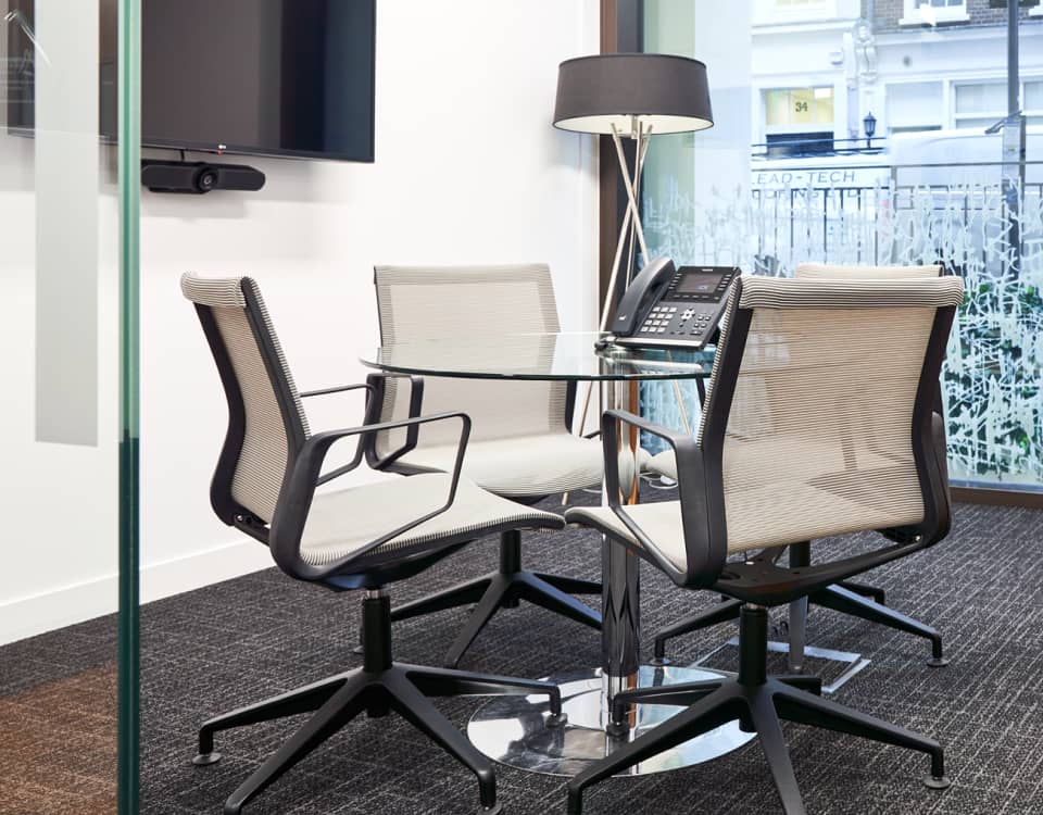 Coronation London workspace design & build by Cleo - 4 people meeting room